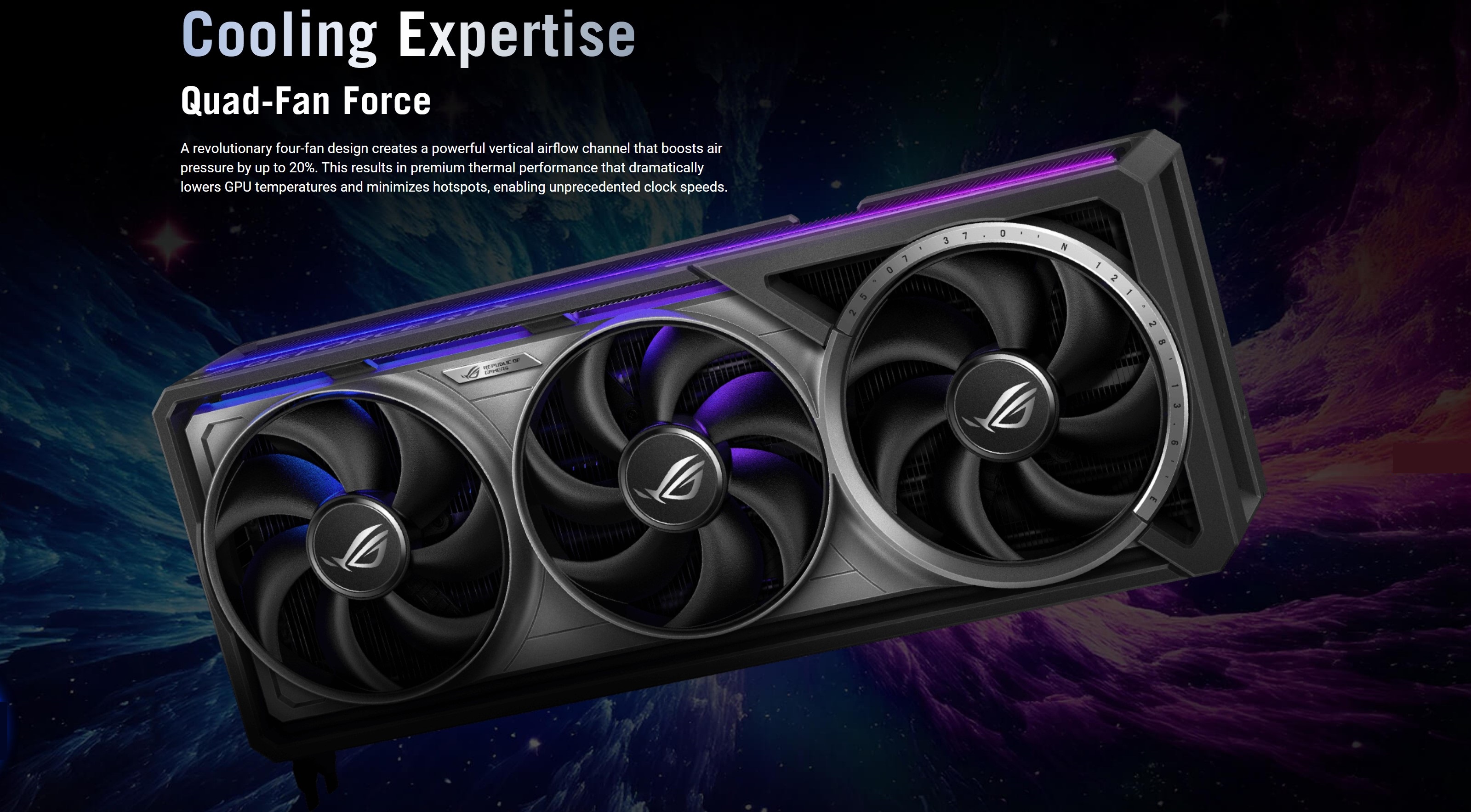 A large marketing image providing additional information about the product ASUS GeForce RTX 5080 ROG Astral Gaming OC 16GB GDDR7  - Additional alt info not provided